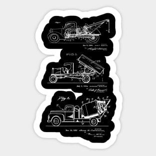 3 Trucks - Dump Truck, Tow Truck, Cement Truck Patents Sticker